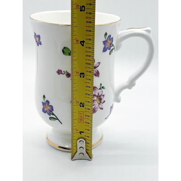 ROYAL VICTORIA BONE CHINA FOOTED 8 OZ MUG VIOLETS - Picture 10 of 13